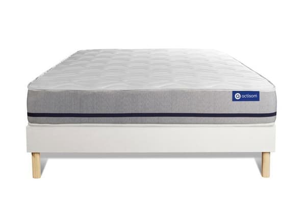 Sängset madrass 140x190 Actimemo soft Minnesskum - 20 cm - Medium-fast - sängbotten kit Vit