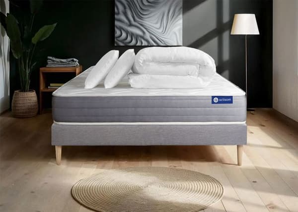 Actimemo dream 180x200 madrass- och bäddset - 22 cm - Mellanfast - grå madrass + 2 kuddar + täcke