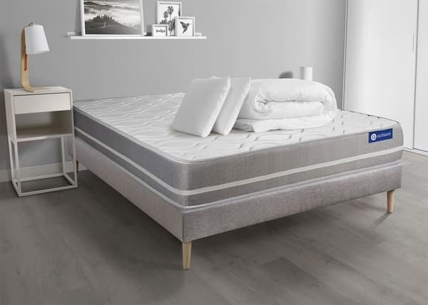 Actimemo touch 200x200 madrass- och bäddset - 20 cm - Balanced - grått set med bäddsoffa + 2 kuddar + täcke
