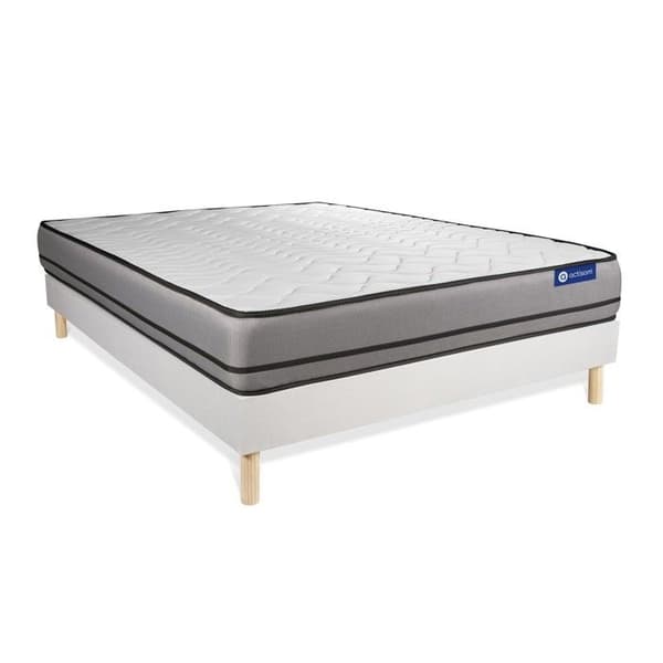 Sängpaket madrass 140x190 Actimemo night Minnesskum - 20 cm - Mycket fast - sängram kit Vit