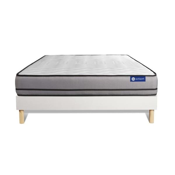 Sängpaket madrass 140x190 Actimemo night Minnesskum - 20 cm - Mycket fast - sängram kit Vit