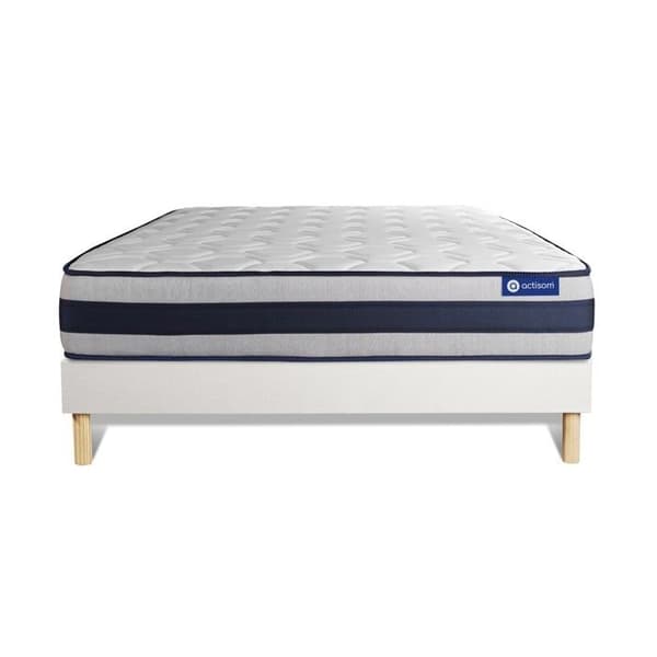 Sängset med madrass 200x200 Actimemo ergo Minnesskum - 24 cm - Fast - sängram kit Vit