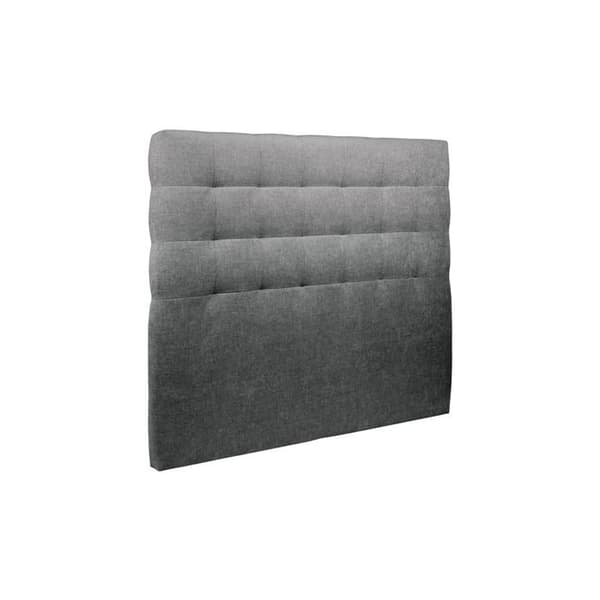 Säng - MARQUE - 150x190cm - Klädd huvudgavel med knappar - Sängbotten kit - Mörkgrå