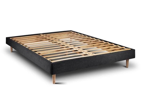 Lit 140x190 cm med tygklädd sänggavel och sängbotten kit Svart - Total höjd: 29 cm