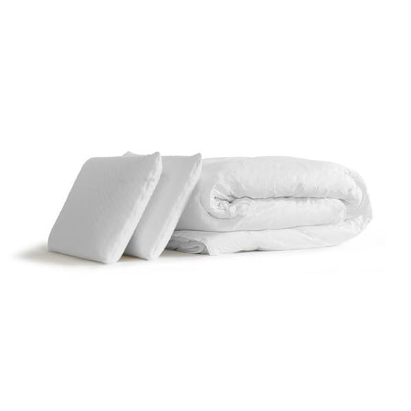 Pack madrass LE TENDRE 200x200cm Fjädrar i påse + Minnesskum + sängbottenkit Beige