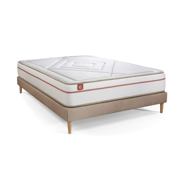 Ensemble LE PAISIBLE 180x200cm Minnesskum BioVisco - Tjocklek 24cm + sängram kit Beige