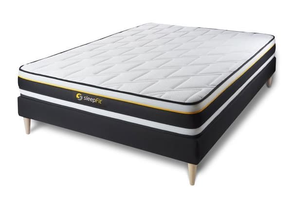 Ensemble madrass SOFT + sängram kit svart 160x200 cm - SFSOFTENS160200SKN - Mycket fast - Polyuretanskum