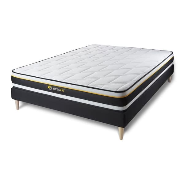 Ensemble madrass SOFT + sängram kit svart 160x200 cm - SFSOFTENS160200SKN - Mycket fast - Polyuretanskum