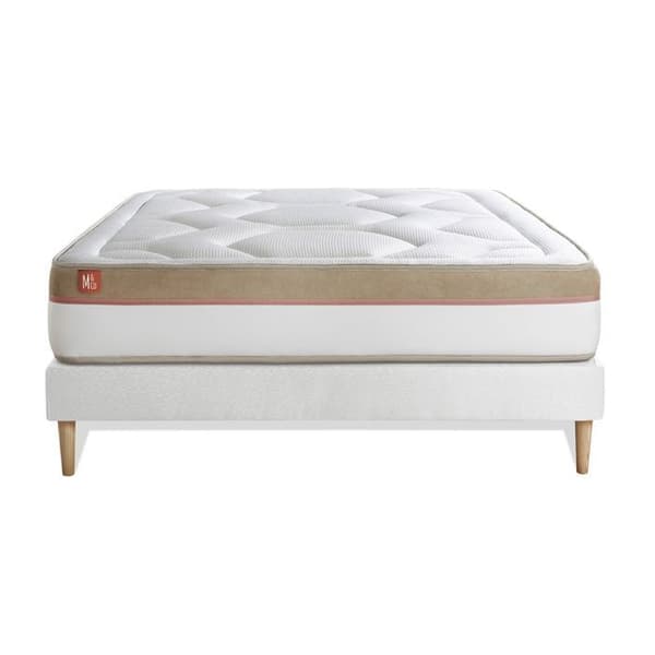 Ensemble LE COSY 140x190cm Minnesskum 7 komfortzoner - Tjocklek 30cm + sängbottenkit Vit