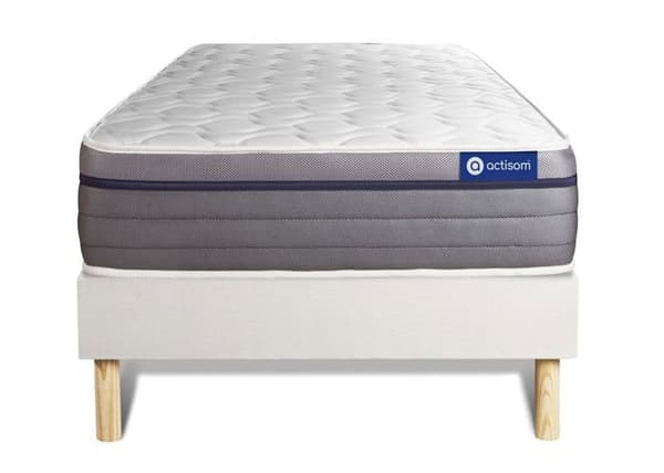 Ensemble madrass Memory foam ACTIMEMO ZEN 80x200 Maxi tjocklek 7 komfortzoner + sängram KIT 80 x 200 cm Vit