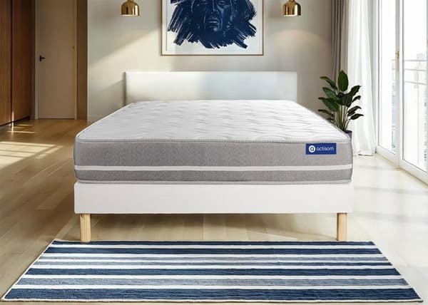 Madrass- och boxspringset 140x210 cm - Actiflex Zen - Vitt boxspringkit