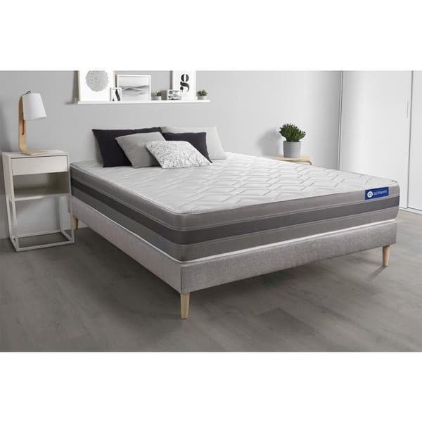 Sängset madrass 140x190 Actilatex relax - 24 cm - Medium fast - grå sängram