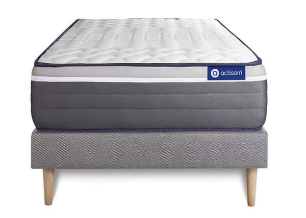 Sängset madrass 90x200 Actimemo plus - 26 cm - Mycket fast - sängram kit grå