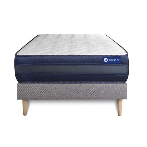 Sängpaket med madrass 90x200 Actimemo tech - 24 cm - Mycket fast - grå sängram