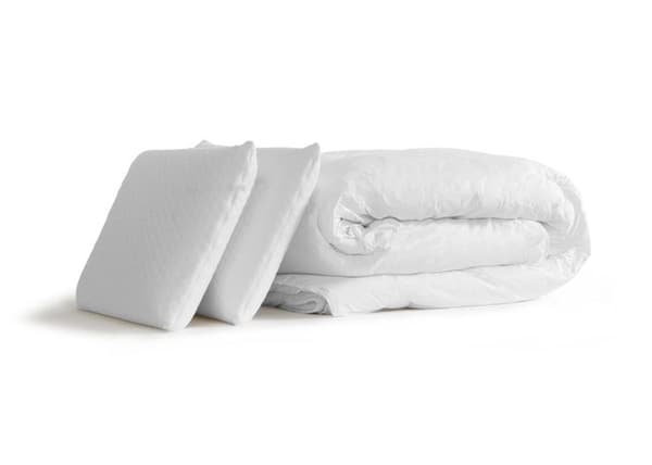 Ensemble sängbotten madrass 140x200 Actilatex tech latex och minnesskum - 24 cm - Mycket fast - sängbottenset vit + 2 kuddar + c