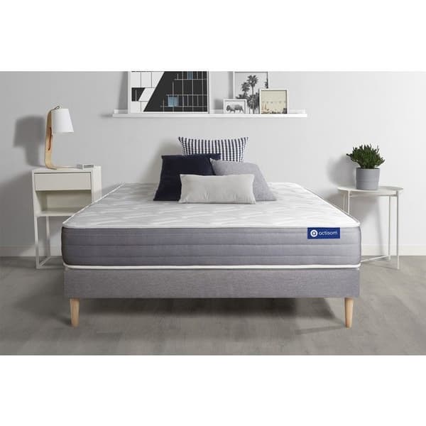 Ensemble sänggavel madrass 200x200 Actilatex dream - 22 cm - Medium-fast - sänggavel kit grå