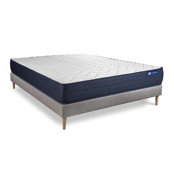 Ensemble sängbotten madrass 140x200 Actilatex liv - 22 cm - Mycket fast - sängbotten kit grå