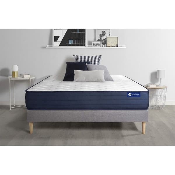 Ensemble sängbotten madrass 140x200 Actilatex liv - 22 cm - Mycket fast - sängbotten kit grå