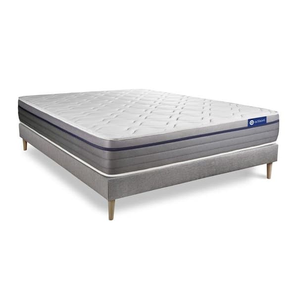 Ensemble sängram madrass 160x200 Actimemo zen - 26 cm - Balanserad - sängram kit grå