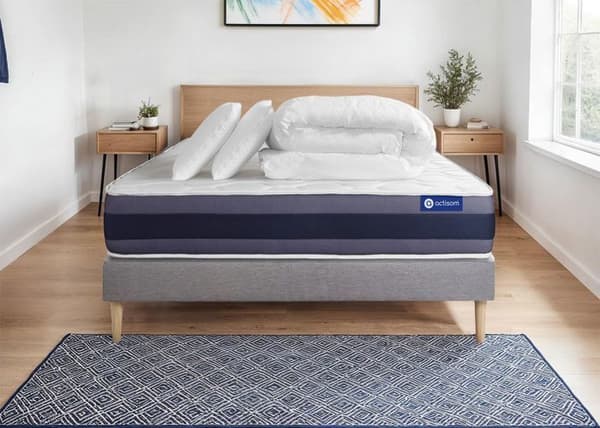 Actimemo morpho 140x200 madrass- och bäddset - 24 cm - Balanced - grått set med bäddsoffa + 2 kuddar + täcke