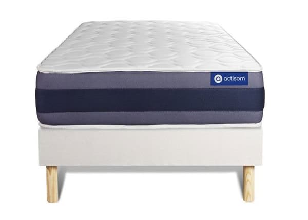 Ensemble sänggavel madrass 90x200 Actiflex morpho pocketfjädrar och minnesskum - 24 cm - Balanserad - sänggavel kit Vit