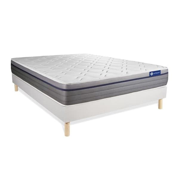 Ensemble sängstomme madrass 200x200 Actimemo zen Minne skum - 26 cm - Balanserad - sängstomme kit Vit
