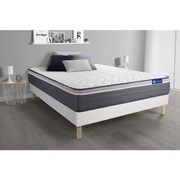 Sängenset madrass 90x190 Actimemo plus Minnesskum - 26 cm - Mycket fast - vit sängram kit