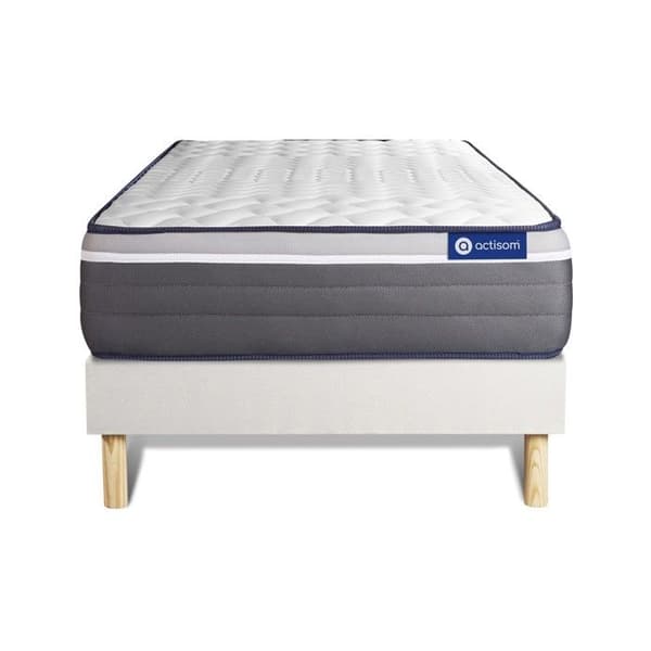 Sängenset madrass 90x190 Actimemo plus Minnesskum - 26 cm - Mycket fast - vit sängram kit