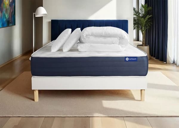 Actilatex sleep 140x200 Latex- och memoryskummadrassbottenset - 22 cm - Balanced - Vitt set + 2 kuddar + sängkuddar