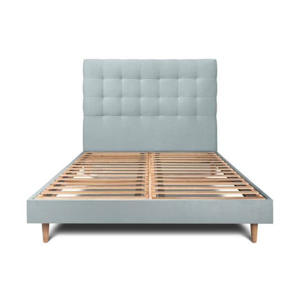 Säng - Märke - 140x200cm - Klädd huvudet av sammet - Sängbotten kit - Gråblå