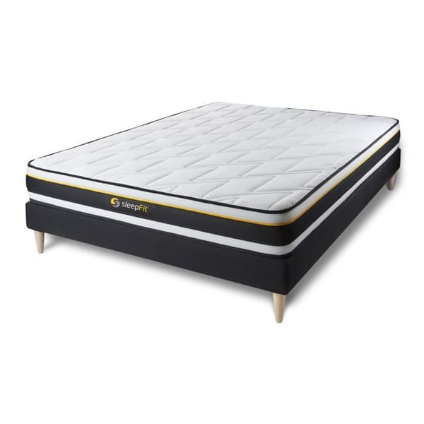 Ensemble madrass SOFT - MÄRKE - 180x200 cm - Mycket fast - Andningsbart tyg - Fötter inkluderade