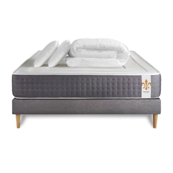 Fjädermadrass - Tjugosex - 200 x 200 cm - Fast - Minnesskum - Grå