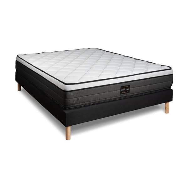 Ensemble Suite 160 x 200 cm sängkit svart - PRESTIGE LITERIE - Fjäder - Mjuk - Utjämnad - Svart