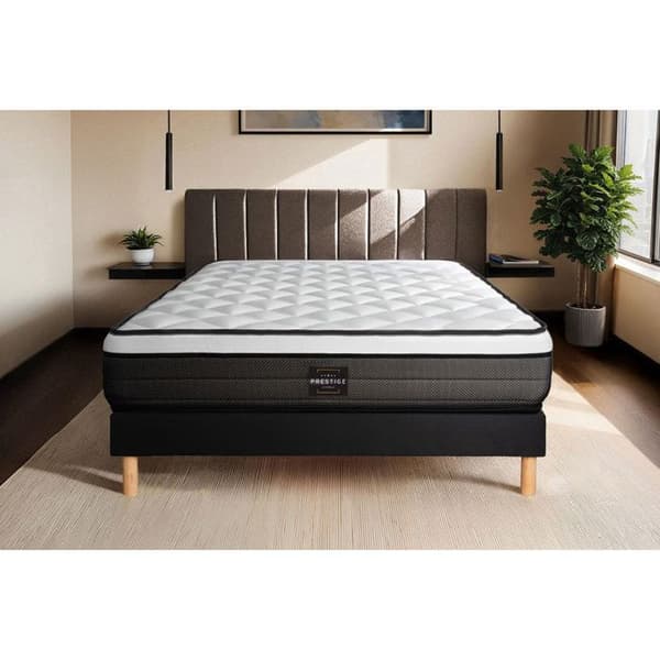 Ensemble Suite 160 x 200 cm sängkit svart - PRESTIGE LITERIE - Fjäder - Mjuk - Utjämnad - Svart