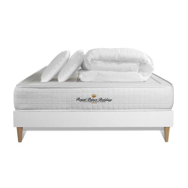 Balmoral Memory Foam 140x190 Madrassbottenset - 24 cm - Fast - Vit Kit Botten + 2 Kuddar + Täcke