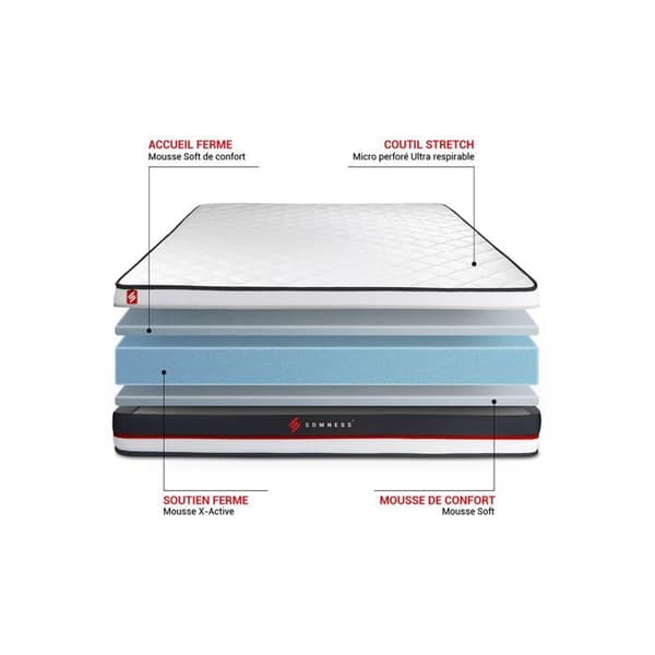 SOMNESS FORM 180x200 skummadrassset - Fast - Vit