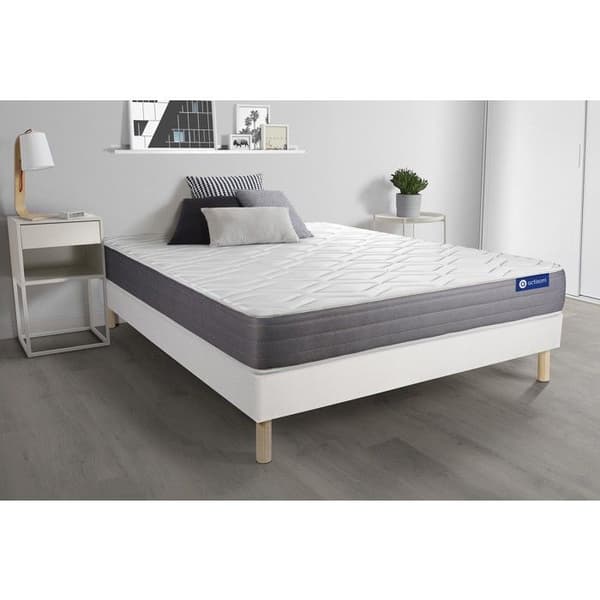 Ensemble sängbotten madrass 90x200 Actilatex dröm Latex och minnesskum - 22 cm - Medelhård - sängbotten kit Vit