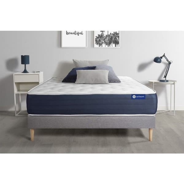 Sängset madrass 140x190 Actilatex sleep - 22 cm - Balanserad - sängram kit grå