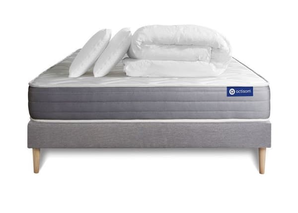 Actimemo dream 140x190 madrass- och bäddset - 22 cm - Mellanfast - grå madrass + 2 kuddar + täcke
