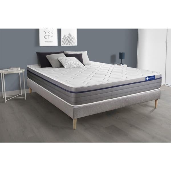 Ensemble madrass Fjäder i påse + Minnesskum ACTIFLEX ZEN 120x200 Maxi tjocklek 7 zoner av co 120 x 200 cm Grå