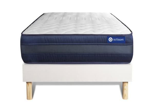 Sängset ACTIMEMO TECH 80x200 minnesskum Maxi tjocklek 5 komfortzoner + sängram KI 80 x 200 cm Vit