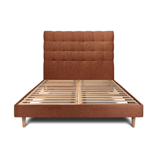 Säng 160x200cm - TERRACOTTA - Klädd huvudgavel - Massivt trä - Samtida stil - Sängbotten ingår