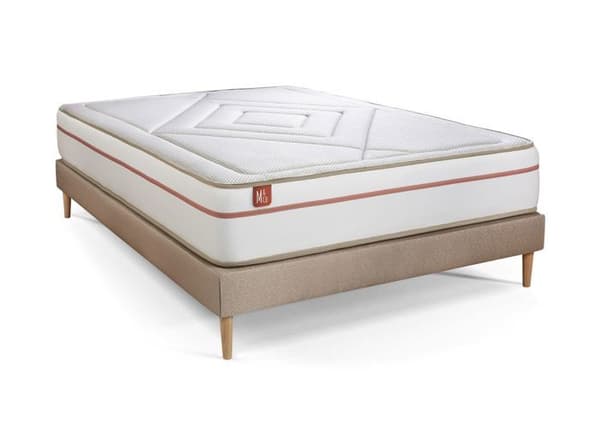 Ensemble LE PAISIBLE 200x200cm Minnesskum BioVisco - Tjocklek 24cm + sängbottenkit Beige