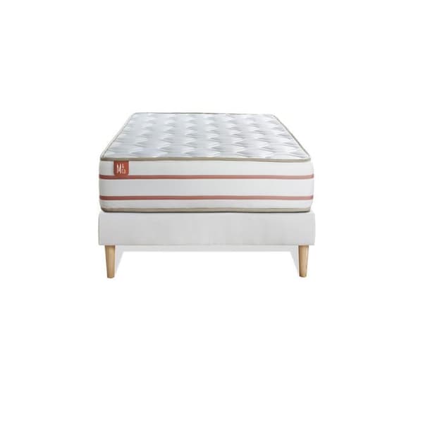 Ensemble LE DOUX 90x190cm Memory foam 3 zoner komfort - Tjocklek 24cm + sängbotten kit Vit - Marmottes&amp;Co