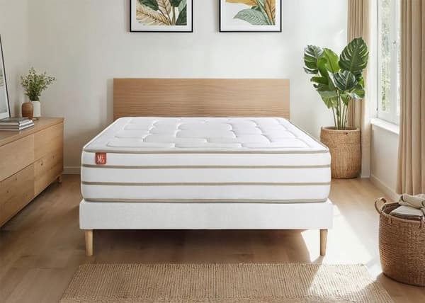 Ensemble LE DOUILLET 200x200cm Minnesfoam BioVisco - Maxi tjocklek 26cm + sänggavel kit Vit