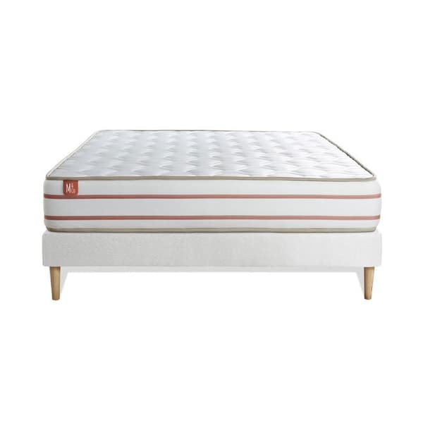 Ensemble LE DOUX 140x190cm Minnesskum 3 komfortzoner - Tjocklek 24cm + sängställning kit Vit