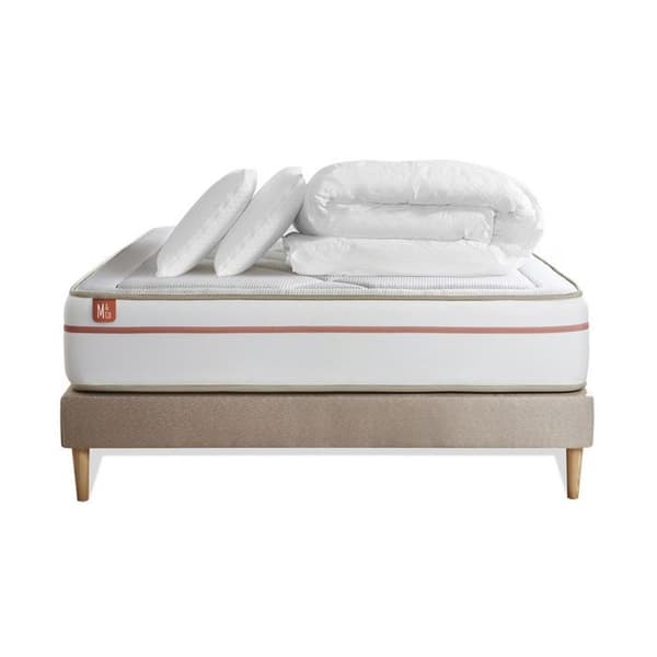 Pack madrass LE PAISIBLE 200x200cm Minnesskum BioVisco + sängram kit Beige