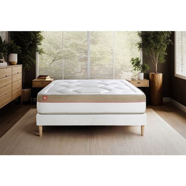 Ensemble LE COSY 90x190cm Minnesskum 7 komfortzoner - Tjocklek 30cm + sängram kit Vit