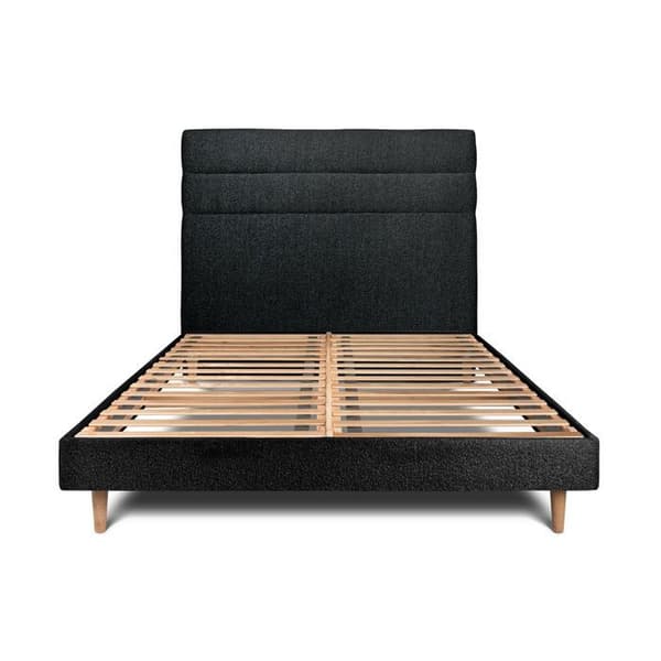 Säng 180x200cm med huvudgavel i bouclémönster och sängbotten kit Svart - Totalhöjd: 29cm