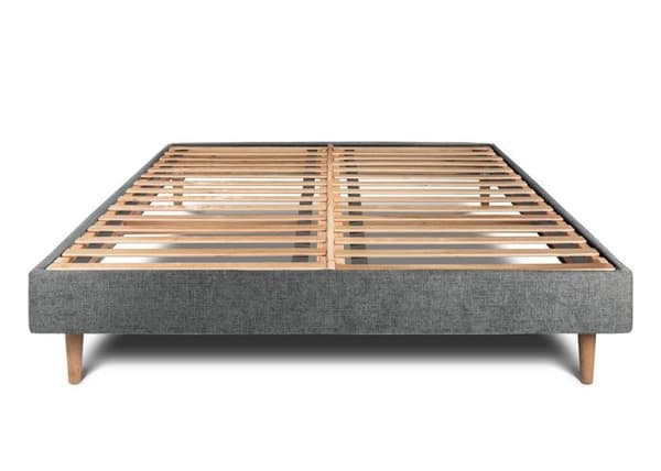 Sommier Kit Tyg Grå antracit - Bly sömn - 140x190 - 2x15 ribbor - Ben trä koner 15 cm